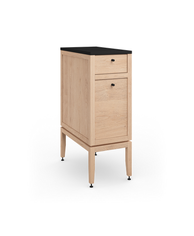 Coquo modular bathroom vanity with one drawer + one door in natural oak. 